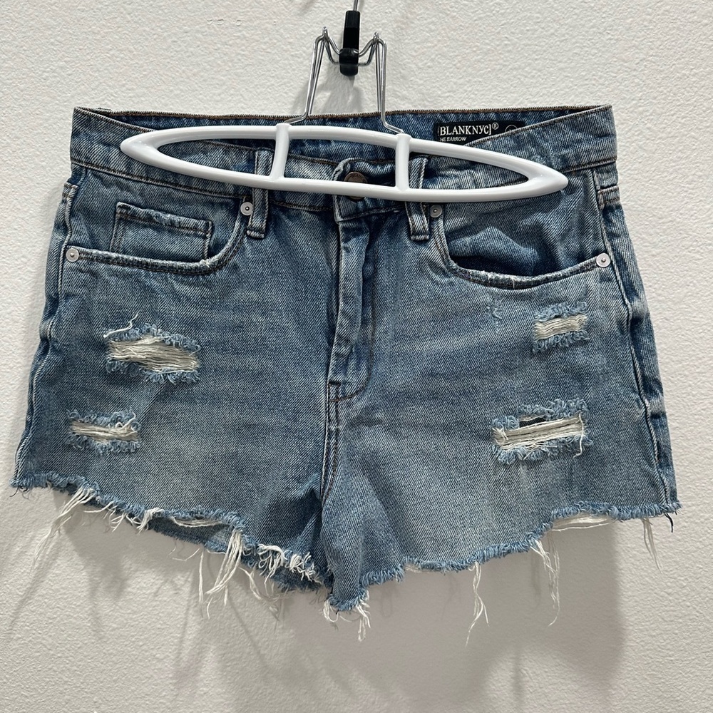 Blank NYC Women's the Barrow Distressed Denim Shorts - Blue 27